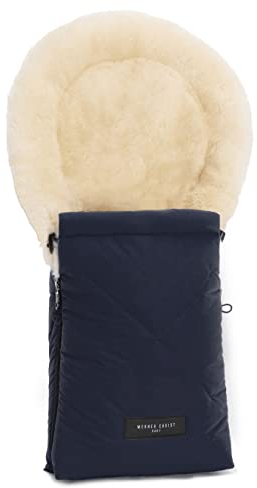 WERNER CHRIST BABY, Lammfell-Fußsack OSLO für Babywanne – Winterfußsack aus medizinischem Fell (ab 0 bis 6 Monate) für Tragetasche, Babyschale, Kinderwagen, in Navy (dunkelblau)