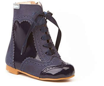 Botas Pascualas Charol-Napa para Niñas Todo Piel mod.1000. Calzado Infantil Made in Spain, Garantia de Calidad. (26, Azul Marino)