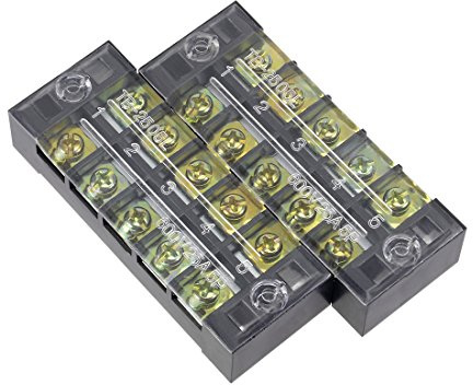 uxcell 2 Pcs 5 Positions Dual Rows 600V 25A Block Terminal Strip TB-2505L
