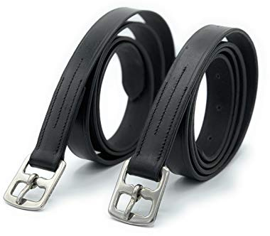 Astile Leather Stirrup Leathers Adults Or Child Black Brown Color Strong Leather With Soft Finish (48-Inch, Black)