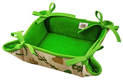 MAGIC OF CASA Bread Bin in Padded Fabric Summer Morado Made in Italy (Green)