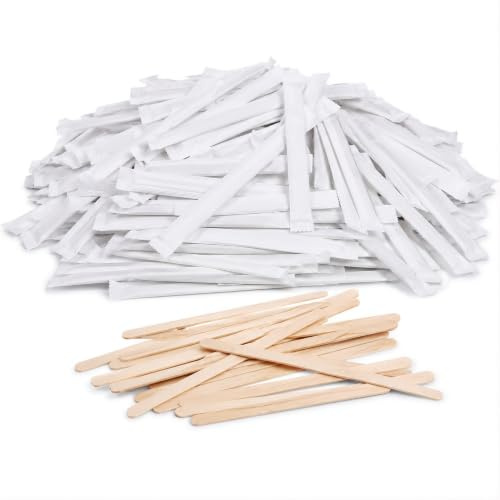 1000 Palette caffè Biodegradabili monouso in Legno imbustate singolarmente 90mm x 4mm, cucchiaini Igienicamente conservati usa e getta (bar o a casa cialde capsule) PLASTIC FREE | After Plastic