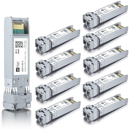 4 Stück,10G Single Mode SFP+ LC Modul, 10GBase-LR Fiber Transceiver für Cisco SFP-10G-LR, Meraki MA-SFP-10GB-LR, Ubiquiti UniFi UF-SM-10G, Mikrotik, Netgear,D-Link,TP-Link (SMF,1310nm,10km,DDM)