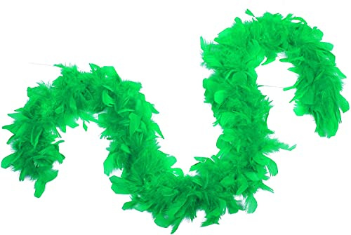 Boa de Plumas Carnaval, Accesorios para Disfraz de 20s o Fiestas de Cosplay, 40g/180cm y 80g/200cm (40g/180cm, Verde)