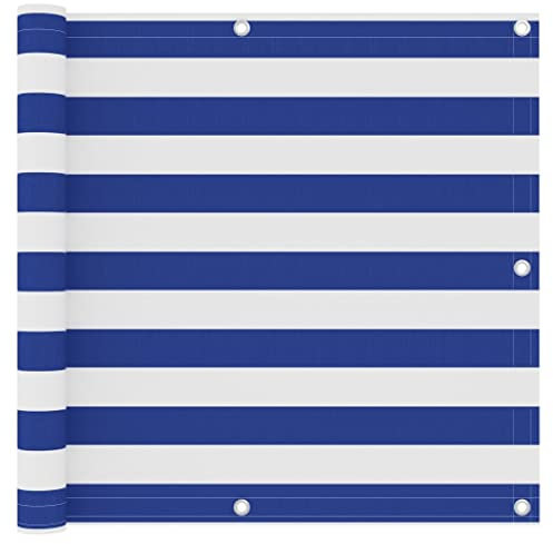 Bussandri Exclusive - Balkon-Sichtschutz Weiß und Blau 90x600 cm Oxford-Gewebe