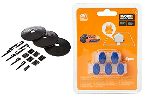 WORX WA0870 Magnetband 20m Kabel für WORX Landroid Modul Flächenabgrenzung OffLimits & WA0198 Kabelverbinder für Landroid Mähroboter – 5 Steckverbinder für Verlängerung des Begrenzungskabels