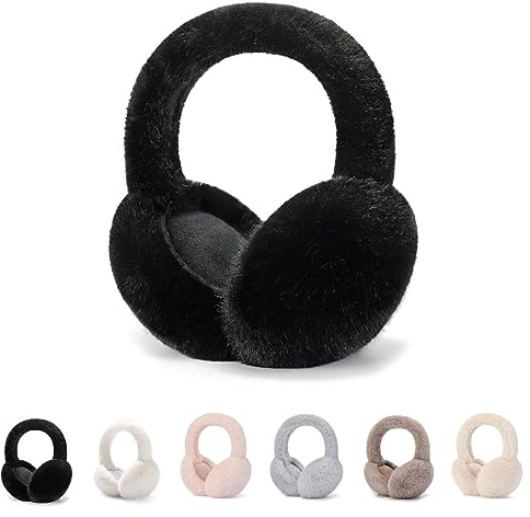 GLAITC Ear Muffs for Women,Winter Ear Warmers,Women Earmuffs Faux Fur for Winter Adjustable Ear Muffs for Cold Weather,Winter Gift for Women Men Girls (black)
