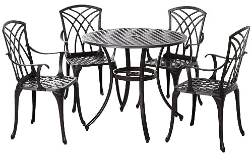 Outsunny 5 Pieces Garden Dining Set for 4 Bistro Set Brown