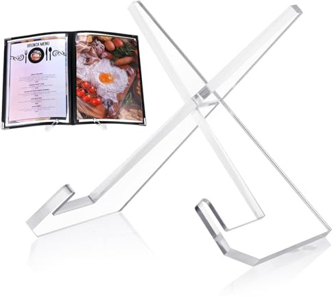 Menkxi Acrylic Cookbook Stand for Kitchen Counter Cookbook Recipe Book Holder for Multifunctional Display Tabletop Kitchen Counter Decor, 6.5 x 8.5 Inches(Clear)