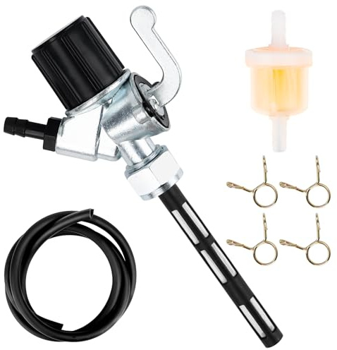 Bensinkran, bränslekran bensinslangsats 1 meter Ø 5 mm bränsleledning 1 st 6 mm bensinfilter 4 stycken slangklämmor bensinslang för Simson S50 S51 S53 S70 S83 SR1 SR2 MZ ES