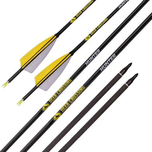 PHILOCS 12 Pezzi ID 6,2 mm Frecce da Caccia, Spine 300 350 400 500 600 700 800 Freccia di Tiro con L'Arco, 4 Pollici Piuma di Tacchino Freccia in Puro-Carbonio (Spine 800, 30inch)