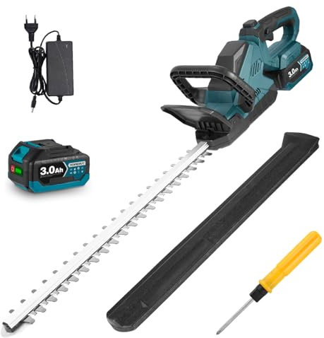 Yofidra Taille Haie sans Fil avec Batterie 3000mAh, Coupe Haie Electrique 300W, Poignée Ajustable 360°, Longueur de Coupe 500mm, 1500rpm, avec Chargeur
