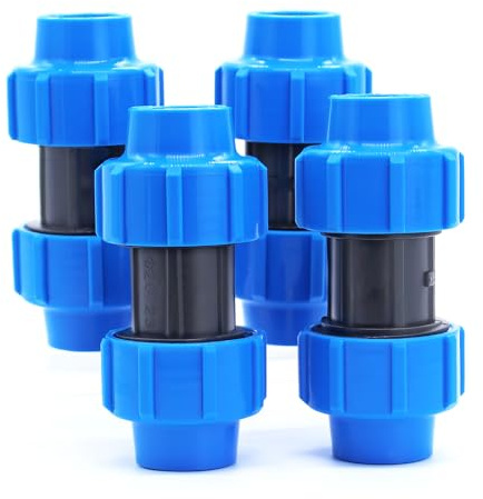 AIMEKE® 4 unidades de tubo de polietileno de 20 mm, conexión de polipropileno, ángulo de 180 grados, conector de plástico PP para tubos PE80 PE100 – Instalaciones interiores y exteriores