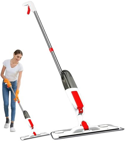 Spizummp Trapeador en aerosol, limpiador de suelos para eliminar el polvo, mopa giratoria de alta cobertura para sala de estar, hogar, dormitorio, baño
