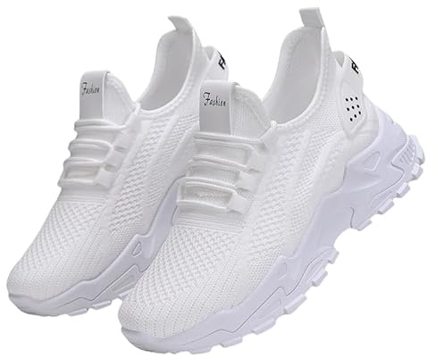 JXpxbao Baskets Légères Et Respirantes pour Femmes, Baskets Décontractées À Enfiler, Ergonomique Chaussures De Course Chaussures De Marche Orthopédiques (Blanc,42)