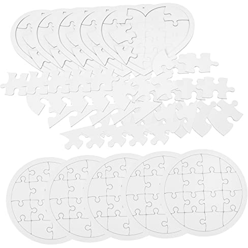 FRCOLOR 10pcs Heart Shape Blank Puzzle DIY Craft Kit for Coloring and Drawing Paper Jigsaw Puzzles for Creative Activities and Educational Play Reusable for Boys