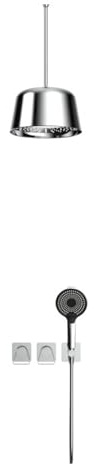 Cabezal de Ducha Empotrado, Juego de Ducha de Pared, Ducha de Mano de 3 Modos, Kit de Ducha Empotrado, Blanco Mate,Chrome-A