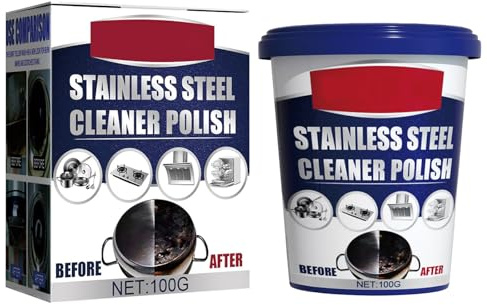 KOAHDE Pasta di Pulizia in Acciaio Inox,Metal Polish Paste,100G,1PC,Detergente e Lucidante per Elettrodomestici