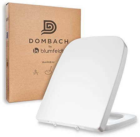 Dombach Lamera - Sedile WC con freno di caduta, originale premium sedile per WC antibatterico, a scatto, ammortizzante, rimovibile, ergonomico in Duroplast, forma rettangolare 45 x 36,8 x 5,5 cm,