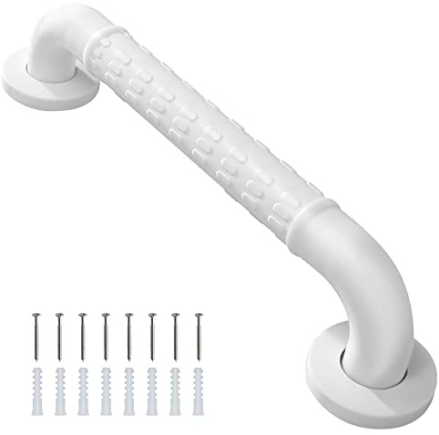 Handicap Grab Bars for Shower ，Elderly Wall Mount bathro Safety ， Handle Bath Grab Anti Slip Grip Heavy Duty （White11.8in）