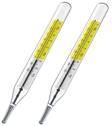 2pcs Glass Thermometers Mercury Free Clinlic Thermometer Traditional Thermometer Dual Scale Mercury Free C&F 2PK