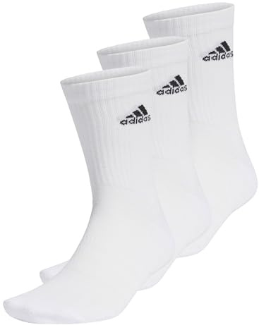 adidas Cushioned Crew Socks 3 Pairs, Calze Medie Unisex - Adulto, White/Black, XS (Pacco da 3)