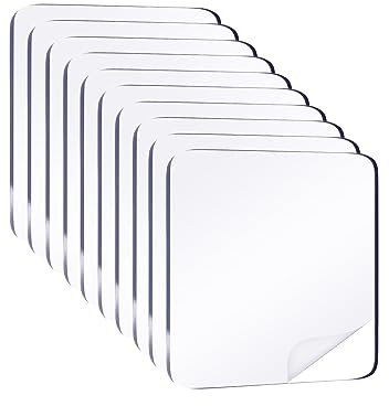 Peslogy 10pcs Clear Double Sided Adhesive Pads for Mounting Waterproof 2.4inch Double Sided Sticker Super Strong Heavy Duty Washable Sticky Patch Walls Hanging Nano Gel for DIY Craft Home Office