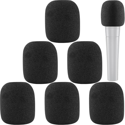 Windschutz für SM58, Mikrofon-Windschutzscheiben-Schaumstoffabdeckung Pop Filter für Shure SM58 SM48, Mikrofonabdeckung, Ersatz für Rauschunterdrückung, Schwarz, 6 Stück