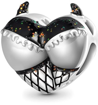 GNOCE Charm Perle Halloween Trick or Treat Hexentopf 925 Sterling Silber Charm Fit Alle großen Marken von Armband/Halskette (Herz)