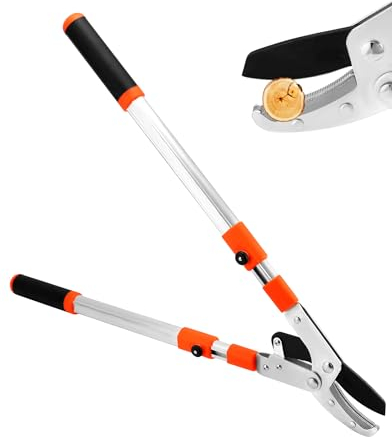 QWORK® secateur telescopique 66-103CM, acier allié SK5, ouverture maximale 10 cm