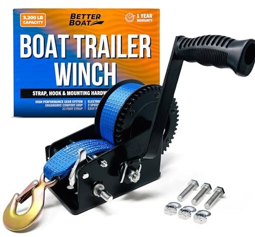 Better Boat BB-WNCH-3200 Cabrestante para Remolque de Barco, Unisex, Negro