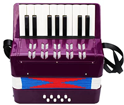FUNFANG Födelsedagspresent dragspel 17 tangenter 8 bas litet dragspel musikinstrument för nybörjare födelsedagspresent