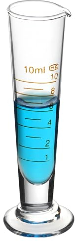 QWORK® Misurino, cilindro graduato in vetro da 10 ml in vetro borosilicato con scala ad alta precisione