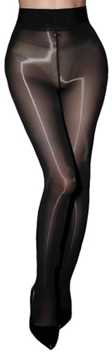 BAOKELAN Women Oily Tights Sheer Shiny Tights Control Top Tight Sexy Silk High Waist Pantyhose Black S-L