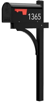 The Glenbrook Aluminum Mailbox Post - Complete System with Steel Mailbox and Aluminum Post Included (All Black)