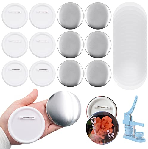 Juego de 100 insignias de botón en blanco de 75 mm, botones de metal, juego de insignias redondas para máquina de hacer botones, manualidades