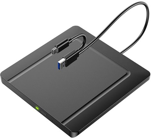 BHHB External CD DVD Drives, External CD DVD +/-RW Drive USB 3.0 CD Burner External Drive,DVD Reader Writer ROM Drive Compatible with Laptop Desktop Mac,Windows 11/10/8/7 (Ultra-Slim)
