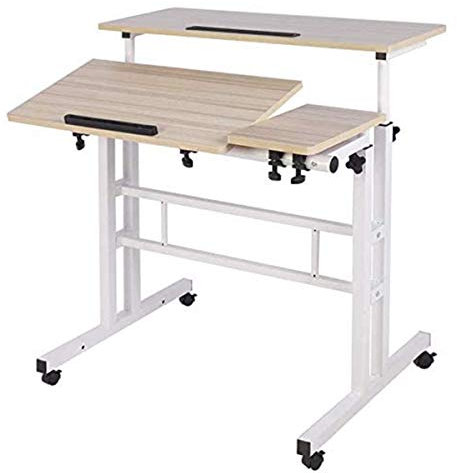 Mobile Laptop Stand Desk Computer Workstation, Adjustable Notebook Table Sit-Stand Desktop Standing Desk for Home Office marriage