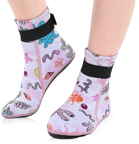Aoreun Enfants Chaussette de Plongée, 3 mm Chaussettes Neoprene AntidéRapant Thermique, Chaussettes Piscine pour la plage, la piscine, les sports nautiques, 31-33