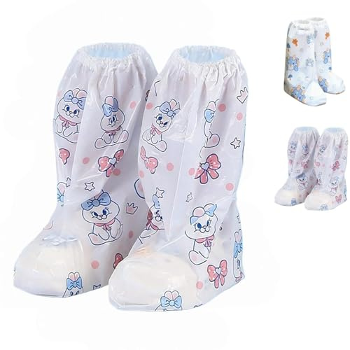 Sumneo Lot de 5 paires de couvre-bottes imperméables en caoutchouc pour enfants avec imprimés mignons, Rabbit imprimé, XXX-Large XX-Schmal