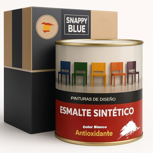 Snappy blue Esmalte Antioxidante Brillante Secado Rápido, Blanco, 375ML Esmalte directo sobre óxido Interior Exterior Protege Hierro Madera Metal de Alta Adherencia Fácil Aplicación