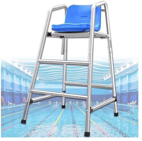 Lifeguard Chairs,Premium High Lifeguard Chair with Umbrella Hole - Detachable Umpire Chair for Pools, Outdoor/Indoor Use, 3-Tier Design, 4ft Stainless Steel Pool Ladder, Durable Patio Barst