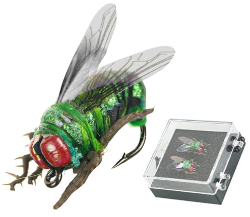 Snorvixre 2 unidades de anzuelos para pesca con mosca, equipo de pesca, cebo artificial, abejas moscas, cebo flotante con caja, mejora la tasa de anzuelos de pesca
