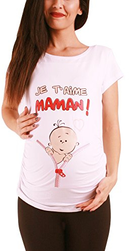 Je T'Aime Maman – rolig rolig söt mammamode/mamma-skjorta med motiv för graviditet/t-shirt graviditetsskjorta, kortärmad