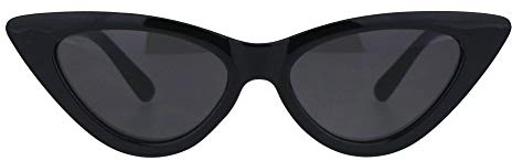 SA106 Girls Kid Size Mod Plastic Cat Eye Minimal Chic Retro Sunglasses (All Black)