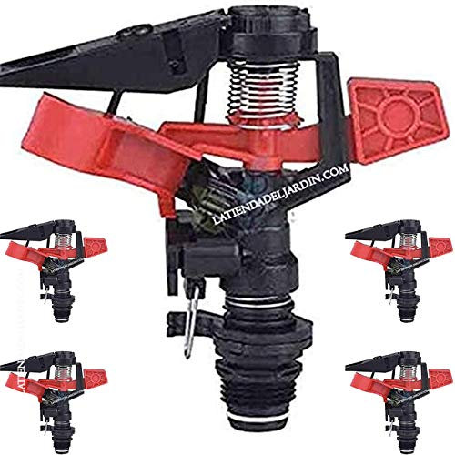 Suinga Set di 5 IRRIGATORE AGRICOLO ad angolo regolabile. Raggiungi 8-13 m. Filetto maschio 1/2. Portata da 654 a 1212 litri/ora, nero