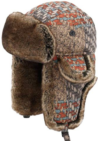 Insun Unisex Warme Fliegermütze Winter Fellmütze Trappermütze mit Kunstfell Mehrfarbig L