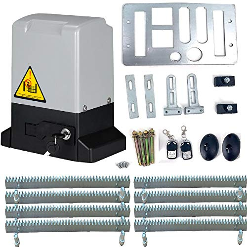 YILIKISS Automatic Sliding Gate Opener Rack Driven Sliding Gate Motor with Remote Controls,Infrared Sensor,4M Racks Electric Gate Operator Complete Kit for Slide Gates Up to 4400 Pounds