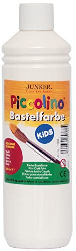Piccolino 111505 - Kinder-Bastelfarbe Kids Weiß 500ml - Gouache Tempera Kindermalfarbe auf Wasserbasis für Kindergarten Grundschule
