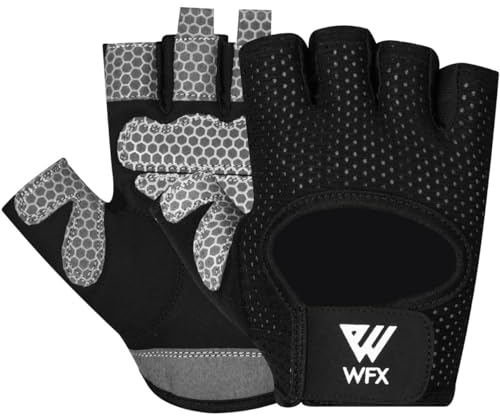 WFX Fahrradhandschuhe, Mountainbike-Handschuhe, stoßdämpfendes Polster, atmungsaktive Halbfinger-Fahrradhandschuhe für Herren und Damen, Größe XL, Schwarz